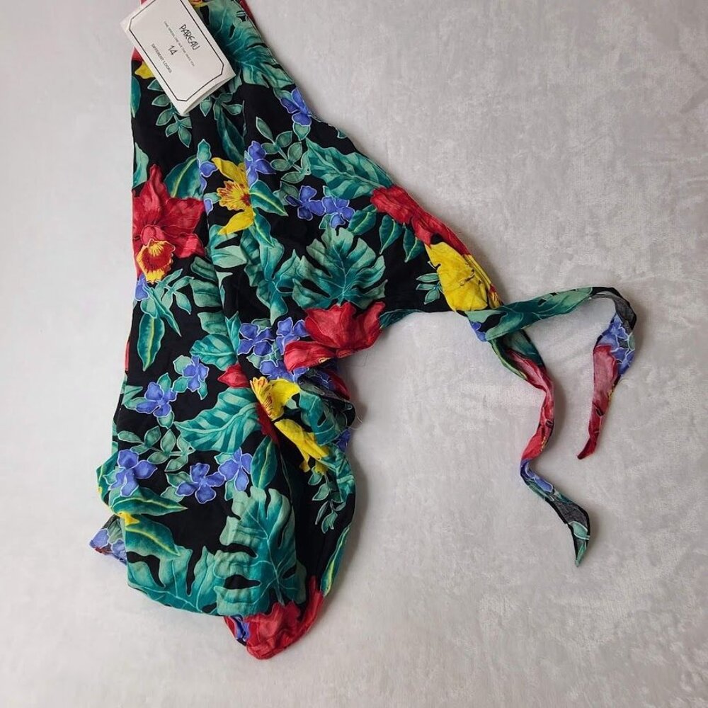 NWT Hilo Hattie Hawaiian Sarong Wrap Dress Blue Floral Queen Size Pareau Hawaii - Picture 10 of 10